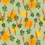 bright and friendly surface design carrots and sunshine by DesignerMim